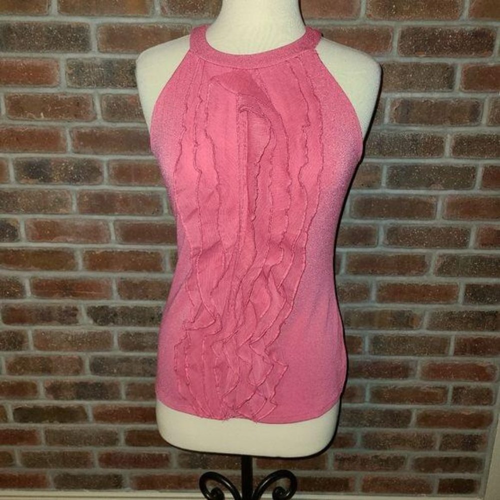 The Limited Pink Ruffle Halter Top